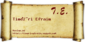 Timári Efraim névjegykártya